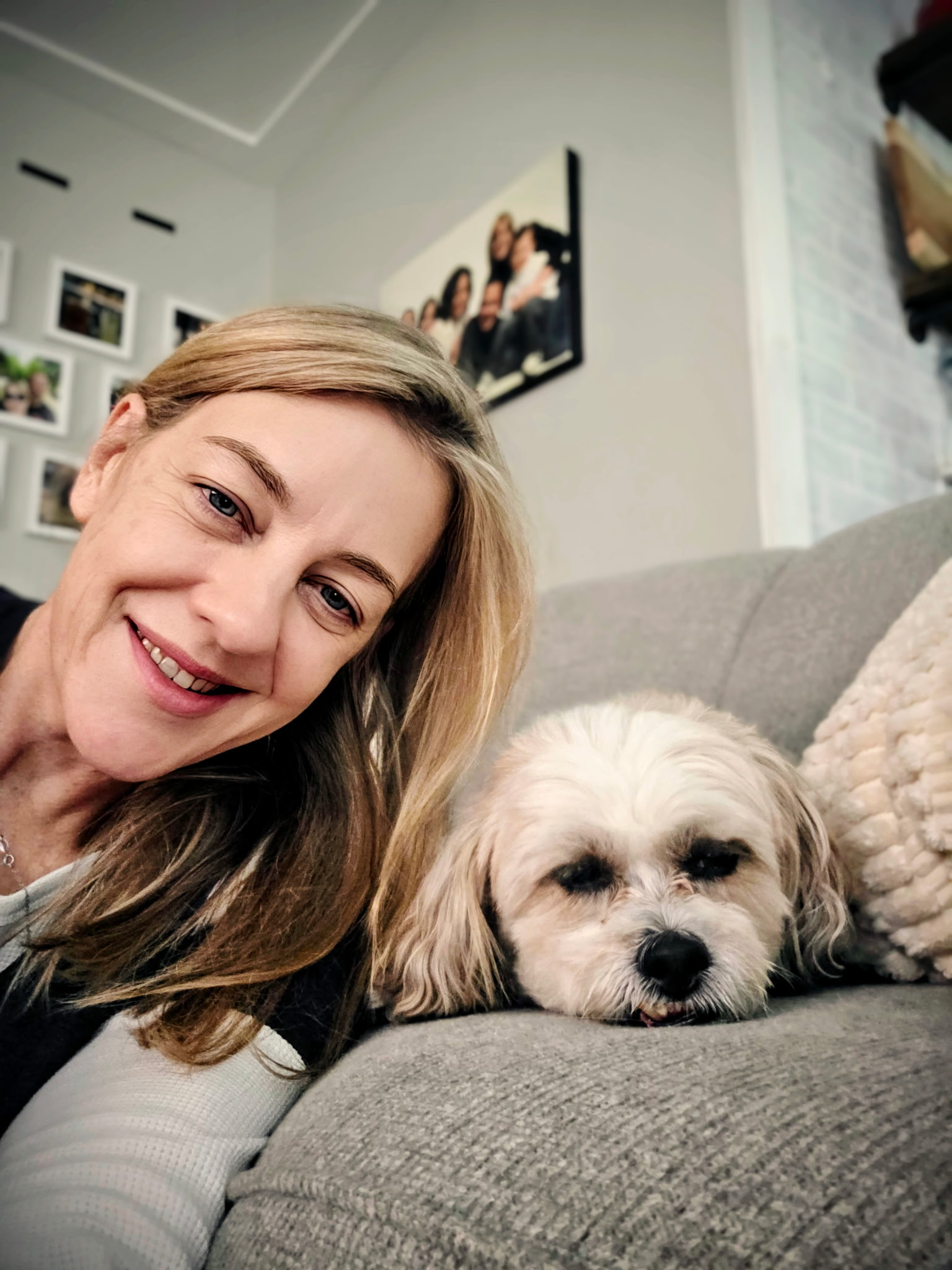 Mindy with Payton, the family pup